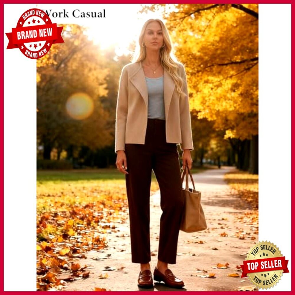 Cropped Knit Sweater Blazer, Oversized Open Front, Lapel Cardigan - Picture 4 of 6